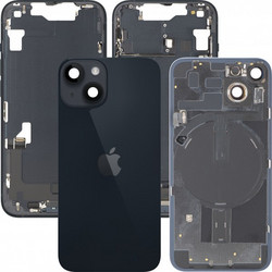 Apple iPhone 14 Κάλυμμα Μπαταρίας / Πίσω Γυαλί με Μέσα Πλαίσιο, Πλήρη Εξαρτήματα, Μεσάνυχτα, Τραβηγμένο (Βαθμός Α)