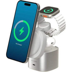 ALOGIC PowerPod Universal 4-σε-1 Φορτιστής Ταξιδίου, Qi2/MagSafe ασύρματος φορτιστλης για iPhone, Apple Watch, Earbuds, καθως και USB-C Συσκευές - ΛΕΥΚΟ - AL-AL41WCPO-WH