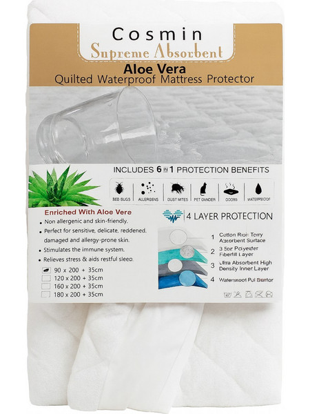 Επίστρωμα Αδιάβροχο Καπιτονέ Cosmin Aloe Vera - 140x200+30