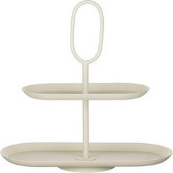 Πιατέλα διώροφη οβάλ cream 38x17x37cm - Plastona