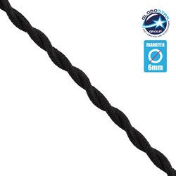 GLOBOSTAR(R) BRAIDEN 77620 Υφασμάτινο Στριφτό Καλώδιο 2 x 0.75mm IP20 - Μαύρο - Μ100 x Π0.6 x Υ0.6cm