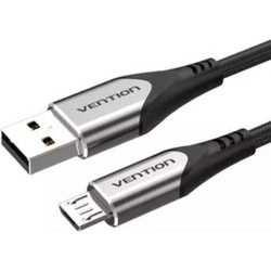 VENTION Cotton Braided USB 2.0 A Male to Micro-B Male 3A Cable 2M Gray Aluminum Alloy Type