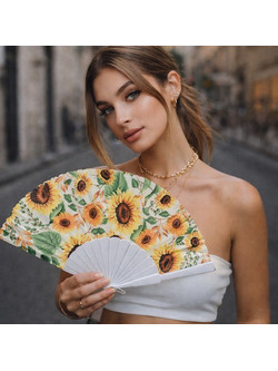 Βεντάλια Πολύχρωμη 42x23.5cm Sunflowers Mix Color 12 τεμαχίων General Trade 40134 - GeneralTrade