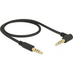 DELOCK DELOCK Καλώδιο Jack stereo σε Jack stereo 4pin 3.5mm, 90 μαύρο, 1m