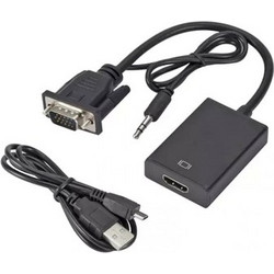 Powertech POWERTECH αντάπτορας VGA & 3.5mm σε HDMI PTH-078, μαύρος