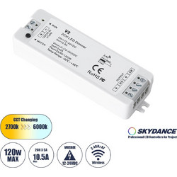 GloboStar 71564 V2 SKYDANCE DC RF 2.4Ghz Dimmer High Speed Controller 2 Καναλιών DC 12-24V 2 x 5A 120W - Max 10.5A 252W - IP20 Μ10 x Π3.5 x Υ2cm - 5 Years Warranty