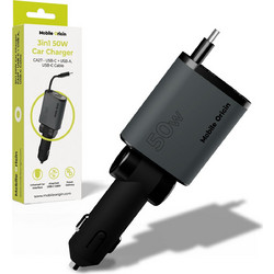Mobile Origin 3in1 50W Car Charger CA27 - USB-C + USB-A, USB-C Cable - (MO-CCH-CA27)