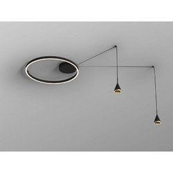 Φωτιστικό οροφής Conic black bronze LED 3000K με διπλό spotlight Μαύρο Ορείχαλκος