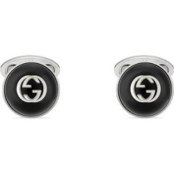 GUCCI Interlocking G Μανικετόκουμπα από ασήμι 925 Silver & Black YBE64558900200U