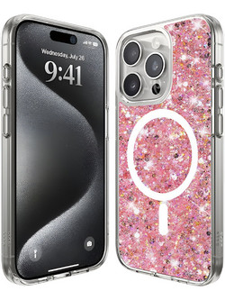 Techsuit Sparkly Glitter MagSafe Back Cover Pink (iPhone 16 Pro)