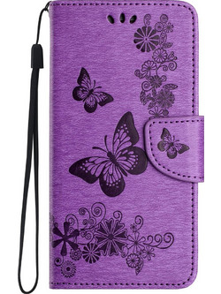 Tel1 iPhone 16e Butterfly Flowers Θήκη Βιβλίο - Purple