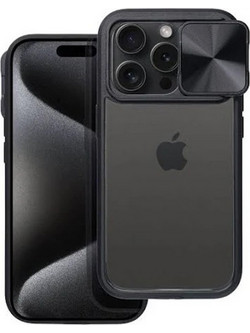 Forcell iPhone 14 Pro Slider Θήκη Με Πλαίσιο Σιλικόνης Διάφανη - Black
