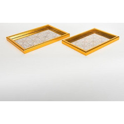 S/2 ΔΙΣΚΟΣ ΠΟΛΥΡΕΖΙΝ ΜΕ ΓΥΑΛΙ ΧΡΥΣΟΣ 40x30x2.8cm / 35x28x2.8cm