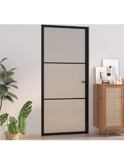 vidaXL Πόρτα Εσωτερική Γυάλινη Μαύρη 93x201.5cm 350554