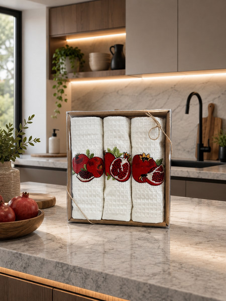 Σετ ποτηρόπανo κουζίνας πικέ 3 τμχ. Σχ.Fruits.R σε κουτί 40x60cm 85%cotton - 15% pol. 40x60cm