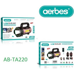 Προβολέας LED Χειρός με Ηλιακή & USB Φόρτιση Aerbes AB-TA220