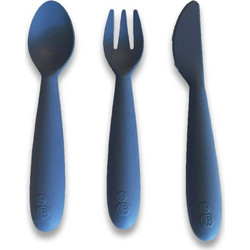 Ezpz Happy Utensils Σετ Παιδικά Μαχαιροπίρουνα Σιλικόνης 24m+ Indigo 3τμχ