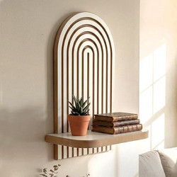 Ραφιέρα τοίχου Artwill Megapap Mdf χρώμα λευκό - oak 26x13x35εκ