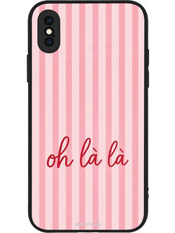 Sonique Stripe Stories Series Θήκη με Σχέδιο «Oh La La - Ροζ» (iPhone XS / X)