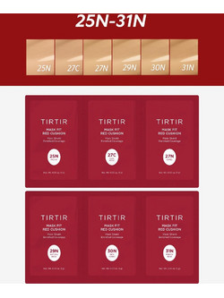 Tirtir Mask Fit Red Trial Kit 25N-27C-27N-29N-30N-31N Cushion Make Up 6x1g