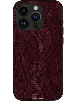 Sonique Diva Series Θήκη iPhone 14 Pro Βουργουνδί Δαντέλα Back Cover