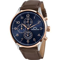 Chronostar Ανδρικό Ρολόι Χρονογράφος με Καφέ Δερμάτινο Λουράκι R3751300004