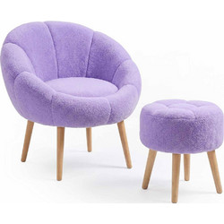 Sofa Del Atelier Πολυθρόνα Με Υποπόδιο Lida (Σετ 2Τμχ) 251BLS1147 75x42x100/45x45cm Lilac
