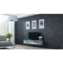 Cama Meble Έπιπλο Τηλεόρασης Ξύλινο με Φωτισμό Led White / Grey Gloss Vigo New RTVVIGO180N