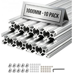 Προφίλ εξώθησης αλουμινίου VEVOR 10PCS 2020, 39,37 ιντσών 1000 mm, υποδοχή T European Standard Anodized Linear Rail, Rail εξώθησης αλουμινίου υψηλής αντοχής, για εξαρτήματα εκτυπωτών 3D και πάγκος εργ