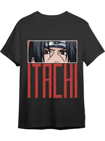 Naruto Shippuden T-Shirt Itachi Eyes Black Size L
