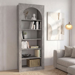 Βιβλιοθήκη χρώμα γκρι σκυροδέματος 74x35x180εκ