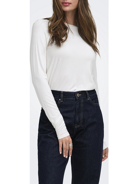 ONLY ONLBAMBOO L/S O-NECK TOP JRS 15377113-Cloud Dancer OffWhite