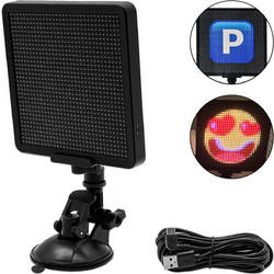 LED Πινακίδα RGB Bluetooth USB 5V με Κινούμενες Εικόνες, Κείμενο μέσω Εφαρμογής και Βεντούζα 32x32 14.6x14.6cm Μαύρη P32S