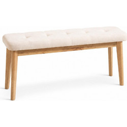 Παγκάκι Nextdeco Natural μασίφ ξύλο λευκό μαξιλάρι Υ45,5x85x31,5εκ