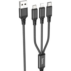 Hoco X76 Καλώδιο Φόρτισης 3-in-1 USB-A σε Lightning / Type-C / Micro USB 1m 2.0A Μαύρο