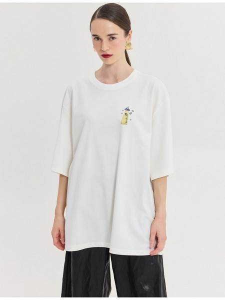 Hemithea Cheetah Oversized T-Shirt One Day at Miragia Off White