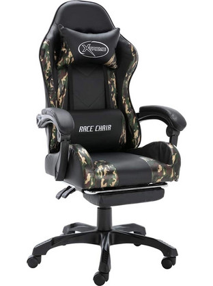 vidaXL Καρέκλα Gaming Δερματίνης με Υποπόδιο Μαύρη 320096