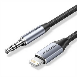 Vention Cotton Braided Lightning Male to 3.5MM Male Cable Aluminum Alloy Type (BMCHF)