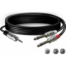 TK050 | Τερματισμένο Καλώδιο Jack stereo 3.5mm αρσενικό σε 2 x Jack Mono 6.3mm α