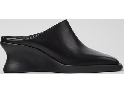 Camper Louise Wedge Mules Leather Black