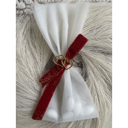 Μπομπονιέρα τούλινη με κορδέλα βελούδο