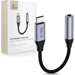 Tech-Protect Αντάπτορας Ultrabooost Adapter Type-C σε Mini Jack 3.5mm DAC Iron Grey