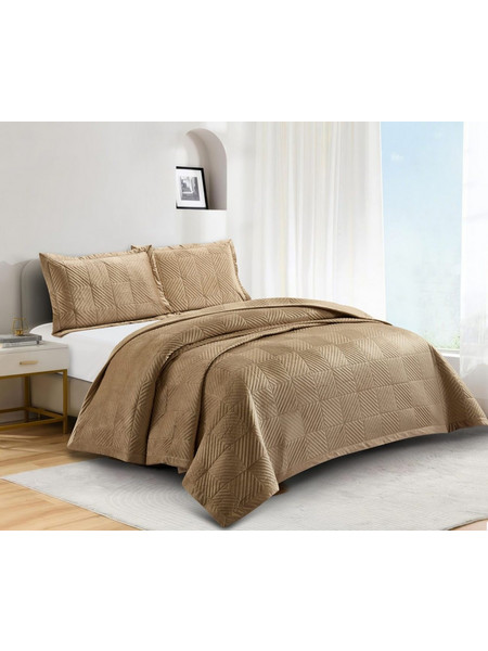 Σετ Κουβερλί Ημίδιπλο 180x240cm Luxury Velvet Palmira Coffee