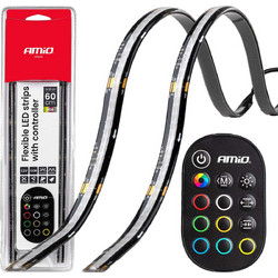 Amio - Ταινία LED RGB 12V 2x30cm Flexible με Τηλεχειριστήριο για Πολύχρωμο Εσωτερικό Φωτισμό & Easy Control - Σετ 2 Τεμ. (04579/AM)