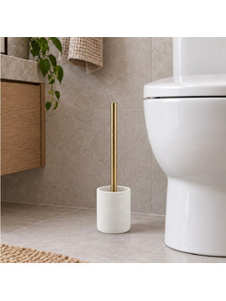ΑΞΕΣΟΥΆΡ ΜΠΆΝΙΟΥ TOILET BRUSH PLAIN POLYRESIN AQUAMARBRE BLANC/OR D