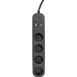 Πολύπριζο με USB Gembird TSL-PS-S4U-01 Smart 4 AC outlet(s) Type E 1.5 m 3 3680 W Black