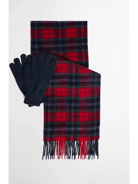 BARBOUR ΚΑΣΚΟΛ ΑΝΔΡΙΚΟ artan Scarf & Glove Gift Set - ΚΑΡO ΚΟΚΚΙΝΟ - MGS0018