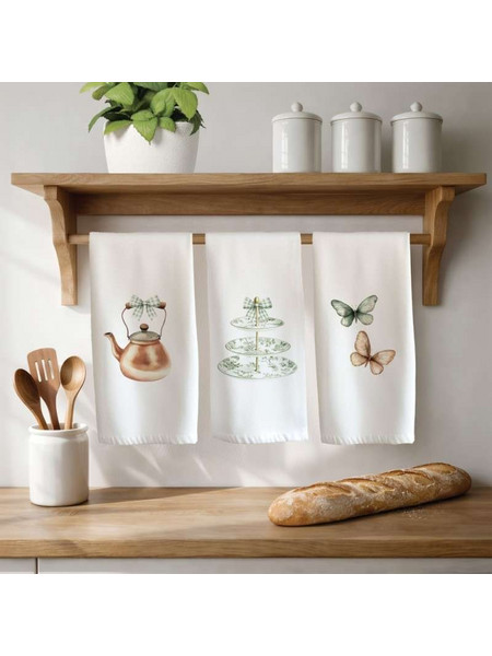 Σετ Ποτηρόπανα Κουζίνας 3 τμχ English Tea Borea 50x70 cm