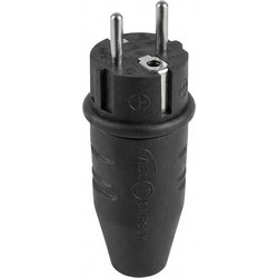 Original plug, SCHUKO & French/Belgian, rubber (TPE) black, IP44, Typ 1506