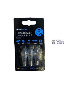 Incandescent Candle Bulb 3W E10 C6 48V Clear